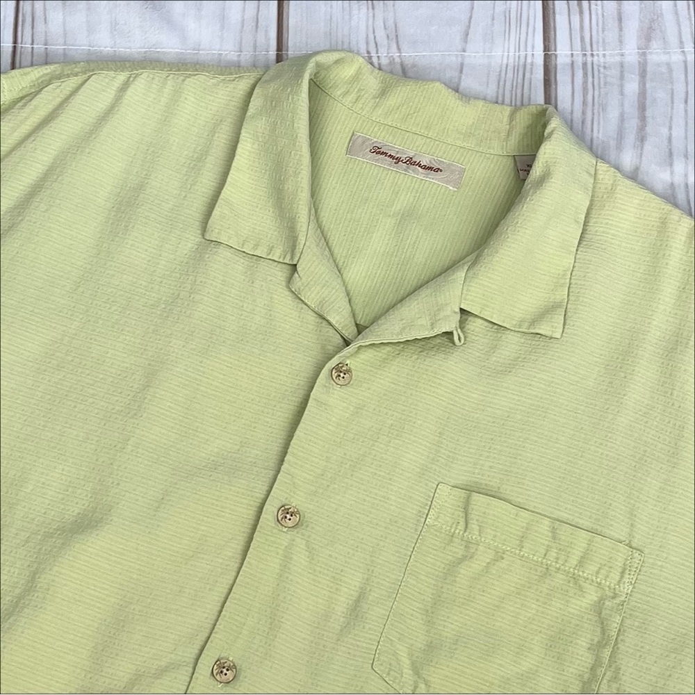 Tommy Bahama ‘Bahama Cove’ Silk Short Sleeve Button Up Shirt Spring Green Sz XL